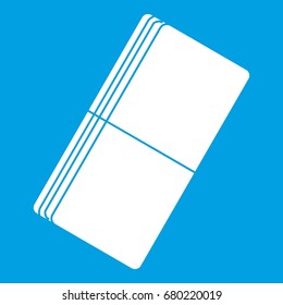 Eraser icon white isolated on blue background vector illustration