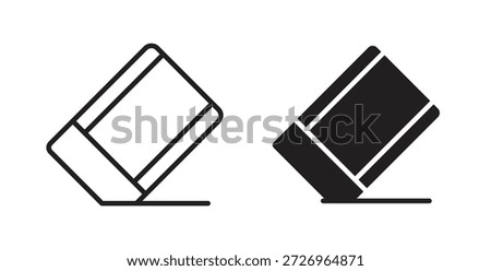 Eraser icons in filled, thin line, outline and strokes
