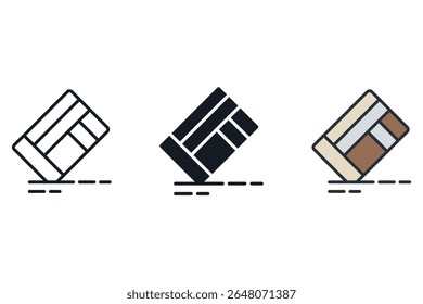 ícones de borracha isolados no fundo branco. Design de estilo plano