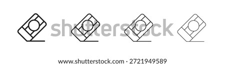 Eraser icons outline black vector design. Line with editable stroke.