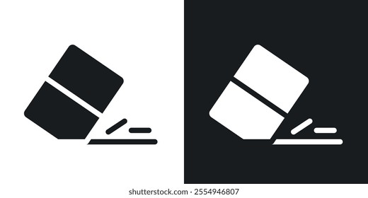 Eraser icons in solid black and white colors