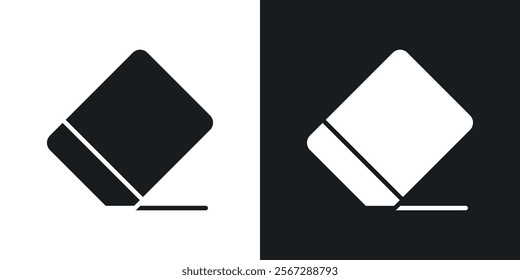 Eraser icons in solid black and white colors