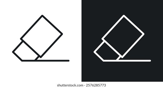 Eraser icons in thin black and white stroke liner style