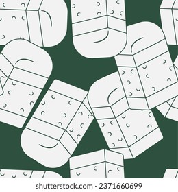 Eraser line art seamless pattern. Suitable for backgrounds, wallpapers, fabrics, textiles, wrapping papers, printed materials, and many more.