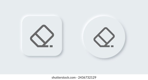 Eraser line icon in neomorphic design style. Wipe out signs vector illustration.