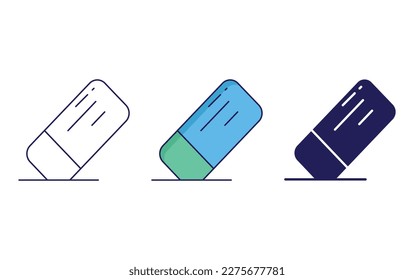 Eraser line and solid vector icons