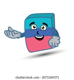 Eraser mascot cartoon character. illustration flat style. suitable for education, children's books, children's t-shirts, prints design, etc. design template vector