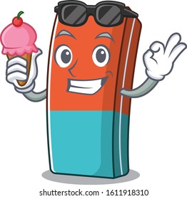 Eraser mascot cartoon design with ice cream