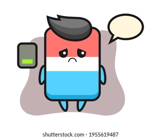 Eraser mascot character doing a tired gesture, cute style design for t shirt, sticker, logo element