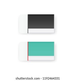 Eraser on white background with soft shadow. Vector illustration.