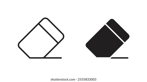 Eraser outlined and solid icon vector collection.