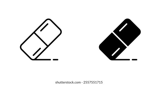 Eraser outlined and solid icon vector collection.