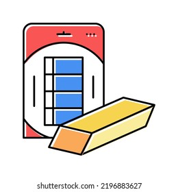 Radiergummi Verpackung Farbe Symbol Vektorgrafik. Verpackungszeichen für Radiergummi. einzelne Symbolillustration