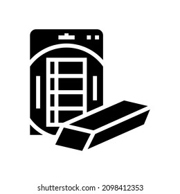eraser packaging glyph icon vector. eraser packaging sign. isolated contour symbol black illustration