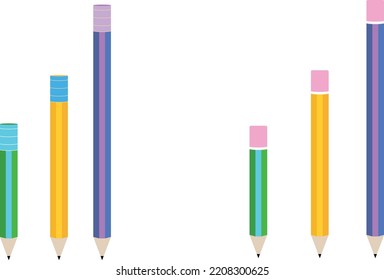 Eraser pen and Eraserless pen, Vector illustration,
