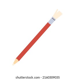Eraser pencil with brush. Ersing tool with hard rubber pen tip and bristle for precise cleaning ink. Flat vector illustration isolated on white background