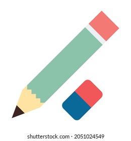 Eraser pencil flat vector icon which can easily modify or edit 