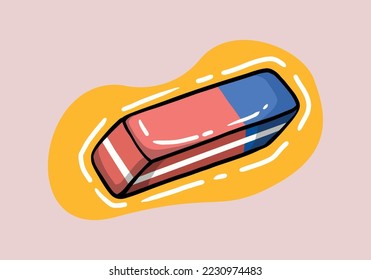 Eraser pink and blue icon vector. Art supplies icon vector. Drawing tool icon vector isolated on a background. Rubber eraser accessories for artists vector