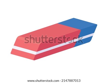 Eraser pink and blue icon vector. Art supplies icon vector. Drawing tool icon vector isolated on a white background. Rubber eraser accessories for artists vector