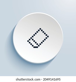 Pixelbild-Icon-Design löschen. Circle-Form im Button-Stil einzeln auf weißem Hintergrund. Vektorgrafik