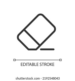 Eraser pixel perfect linear ui icon. Remove image part. Picture, video repair. Photo editor. GUI, UX design. Outline isolated user interface element for app and web. Editable stroke. Arial font used
