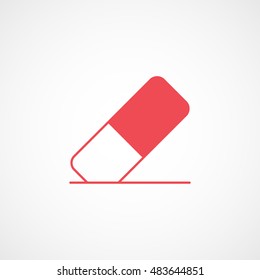 Eraser Red Flat Icon On White Background