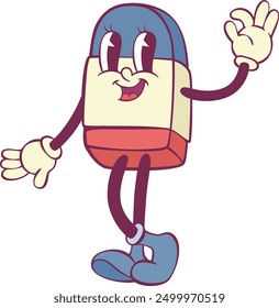 Eraser retro groovy mascot cartoon character