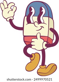 Eraser retro groovy mascot cartoon character