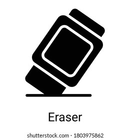 eraser, rubber glyph icon isolated on white background