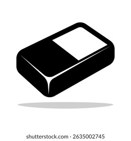 Eraser rubber icon, eraser silhouette vector isolated on white background.