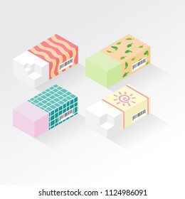 eraser or rubber in paper isometric vector illustration