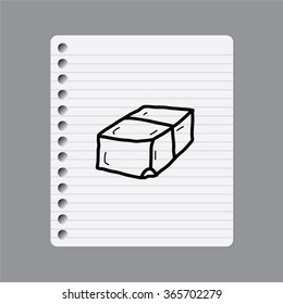 Eraser rubber vector icon doodle hand drawn design