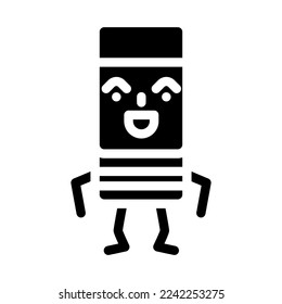 eraser school character glyph icon vector. eraser school character sign. isolated symbol illustration