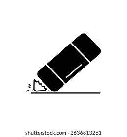 Eraser with Shavings Icon for Office Supplies and Cleaning