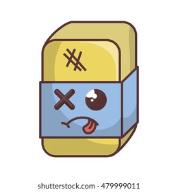 eraser with sick face cartoon