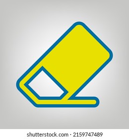 Eraser sign. Icon in colors of Ukraine flag (yellow, blue) at gray Background. Illustration.