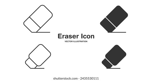 Eraser sign icon set. trendy linear and filled style isolated on White background, modern symbol vector illustration Concept.