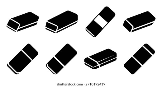 eraser silhouette simple icon set