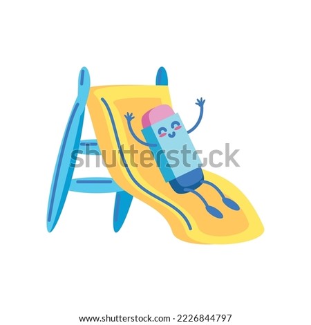 eraser in a slide cartoon school icon isolated