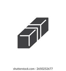 Eraser solid glyph icon. A filled icon of a tilted eraser. This icon symbol is perfect as a correction sign and school stationery symbol.