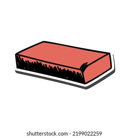 Eraser sticker with shadow on education theme. Back to school. Vector illustration.