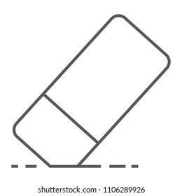 Eraser thin line icon, school and education, rubber sign vector graphics, a linear pattern on a white background, eps 10.