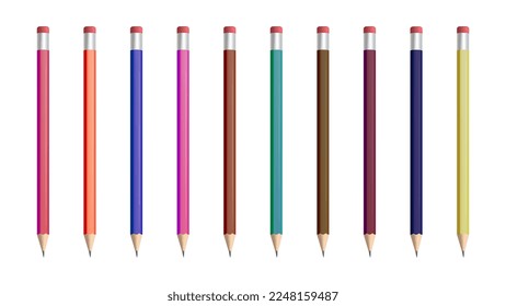 eraser top pencils, still available but very much popular at that time, 90s kids nostalgia vector illustration.