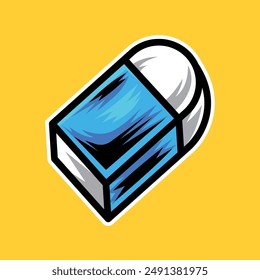 Eraser Vector Cartoon Art Illustration on Isolated Background. Back To School Theme Illustration on Isolate. Education Theme Illustration on Isolated Background.