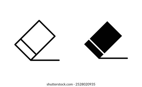 Eraser vector icon set in black and white color.