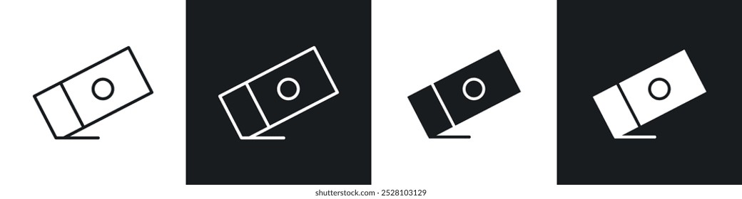 Eraser vector icon set in black and white