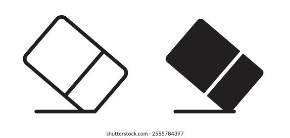 Eraser vector icon set in black color.