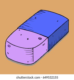 Eraser. Vector illustration of an eraser. Hand drawn eraser.