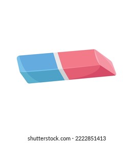 Eraser vector illustration for office or school stationery supplies on white background. Eraser is used in drawing sketch, school supplies and painting tool. Blue and red eraser.