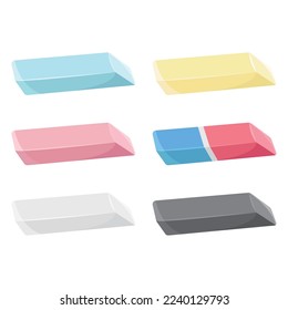 Eraser vector illustration for office or school stationery supplies on white background. Eraser is used in drawing sketch, school supplies and painting tool.
